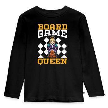 Schachbrettspiel Schachmatt Strategie Schachspieler - Kinder Premium Bio Langarmshirt - Schwarz - Vorne - AI Model Kid Male (0cm)