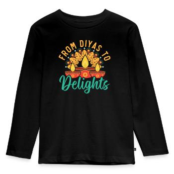 Frohes Diwali Diwali Fest Indischer Hinduismus - Kinder Premium Bio Langarmshirt - Schwarz - Vorne - AI Model Kid Male (0cm)