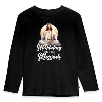 Christian Meditation Jesus Yoga Zen Christianity - Kids' Premium Longsleeve Shirt - black - Front - AI Model Kid Male (0cm)
