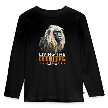 Pavian Affe Liebhaber Wildtier Tier Zoowärter - Kinder Premium Bio Langarmshirt - Schwarz - Vorne - AI Model Kid Male (0cm)