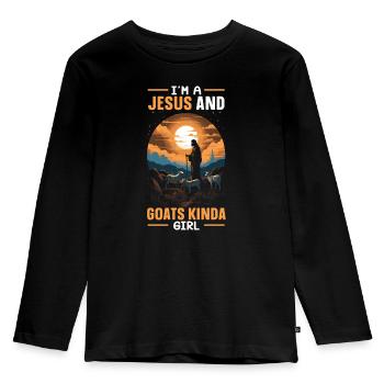 Ziegenliebhaber Kid Ranch Wolle Bauernhof Tierzucht - Kinder Premium Bio Langarmshirt - Schwarz - Vorne - AI Model Kid Male (0cm)