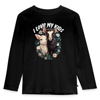 Ziegenliebhaber Kid Ranch Wolle Bauernhof Tierzucht - Kinder Premium Bio Langarmshirt - Schwarz - Vorne - AI Model Kid Male (0cm)