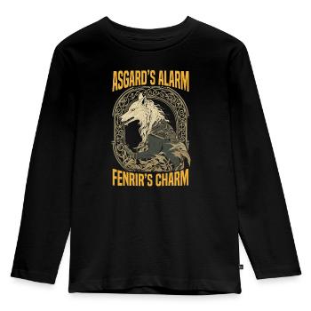 Fenrir Wolf Viking Norse Norsemen Odins Wolf - Kids' Premium Longsleeve Shirt - black - Front - AI Model Kid Male (0cm)