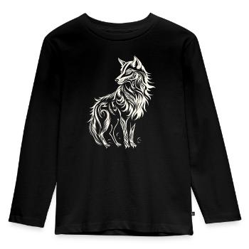 Fenrir Wolf Viking Norse Norsemen Odins Wolf - Kids' Premium Longsleeve Shirt - black - Front - AI Model Kid Male (0cm)
