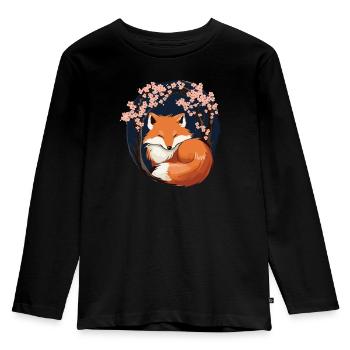 Sleeping Fox Sleepyhead Napping Sleep Fox Lover - Kids' Premium Longsleeve Shirt - black - Front - AI Model Kid Male (0cm)