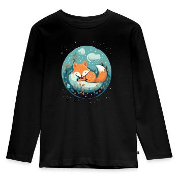 Sleeping Fox Sleepyhead Napping Sleep Fox Lover - Kids' Premium Longsleeve Shirt - black - Front - AI Model Kid Male (0cm)