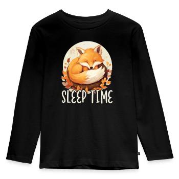 Sleeping Fox Sleepyhead Napping Sleep Fox Lover - Kids' Premium Longsleeve Shirt - black - Front - AI Model Kid Male (0cm)