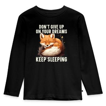 Sleeping Fox Sleepyhead Napping Sleep Fox Lover - Kids' Premium Longsleeve Shirt - black - Front - AI Model Kid Male (0cm)