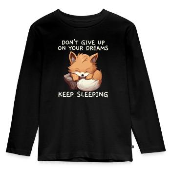 Sleeping Fox Sleepyhead Napping Sleep Fox Lover - Kids' Premium Longsleeve Shirt - black - Front - AI Model Kid Male (0cm)
