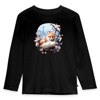 Sleeping Fox Sleepyhead Napping Sleep Fox Lover - Kids' Premium Longsleeve Shirt - black - Front - AI Model Kid Male (0cm)