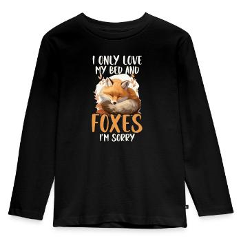 Sleeping Fox Sleepyhead Napping Sleep Fox Lover - Kids' Premium Longsleeve Shirt - black - Front - AI Model Kid Male (0cm)
