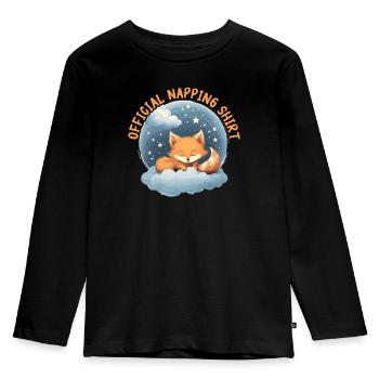 Sleeping Fox Sleepyhead Napping Sleep Fox Lover - Kids' Premium Longsleeve Shirt - black - Front - AI Model Kid Male (0cm)