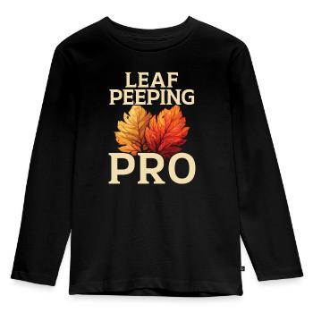 Leaf Peeping Autumn Leaf Peeper Fall Foliage - Kids' Premium Longsleeve Shirt - black - Front - AI Model Kid Male (0cm)