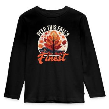 Leaf Peeping Autumn Leaf Peeper Fall Foliage - Kids' Premium Longsleeve Shirt - black - Front - AI Model Kid Male (0cm)