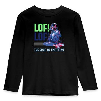 Lofi Mélomane Basse Fidélité Esthétique Japonaise - T-shirt manches longues Premium Enfant - noir - Devant - AI Model Kid Male (0cm)