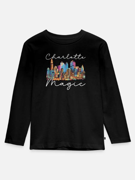 Charlotte, North Carolina, USA, Amerika, Vereinigte Staaten - Kinder Premium Bio Langarmshirt - Schwarz