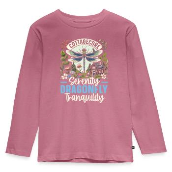 Cottagecore Ästhetik Libellenliebhaber Goblincore - Kinder Premium Bio Langarmshirt - Mauve - Vorne - AI Model Kid Female (0cm)