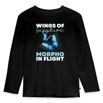Butterfly Lover Insect Bug Blue Morpho Butterfly - Kids' Premium Longsleeve Shirt - black - Front - AI Model Kid Male (0cm)