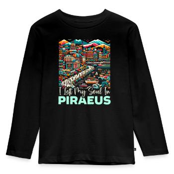 Piräus Griechenland Reisen Urlaub Europa Griechische Flagge - Kinder Premium Bio Langarmshirt - Schwarz - Vorne - AI Model Kid Male (0cm)