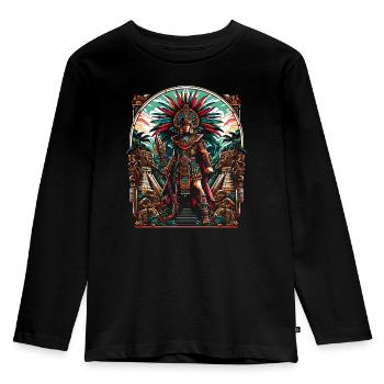 Guerrier aztèque Civilisation aztèque mexicaine indigène - T-shirt manches longues Premium Enfant - noir - Devant - AI Model Kid Male (0cm)