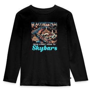 Bangkok Thailand Travel Vacation Thai Language - Kids' Premium Longsleeve Shirt - black - Front - AI Model Kid Male (0cm)