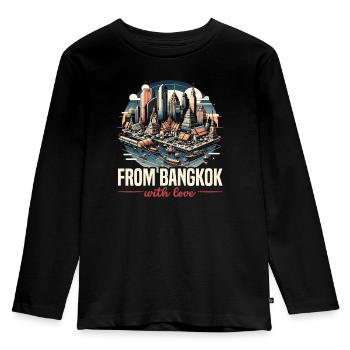 Bangkok Thailand Travel Vacation Thai Language - Kids' Premium Longsleeve Shirt - black - Front - AI Model Kid Male (0cm)