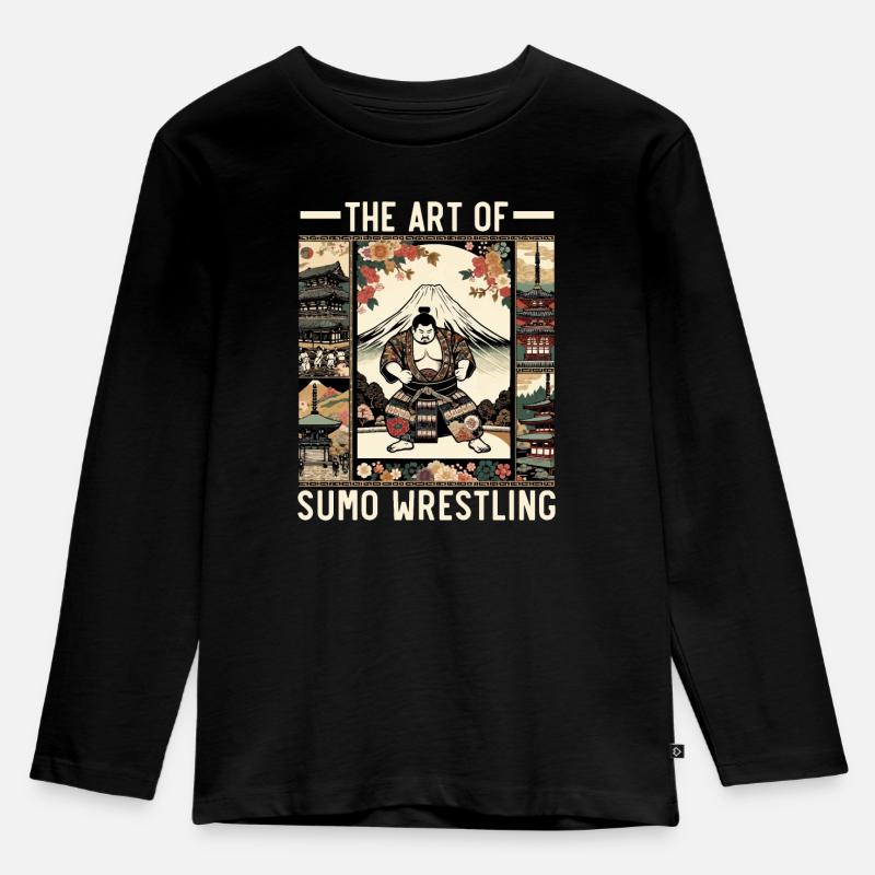 Sumo-Ringer Japanisches Ringen Sumo-Ringen - Kinder Premium Bio Langarmshirt - Schwarz