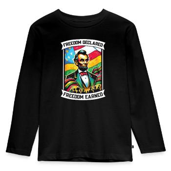 Emancipation Proclamation Black Pride Juneteenth - Kids' Premium Longsleeve Shirt - black - Front - AI Model Kid Male (0cm)