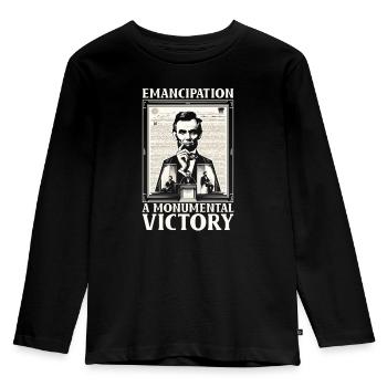Emancipation Proclamation Black Pride Juneteenth - Kids' Premium Longsleeve Shirt - black - Front - AI Model Kid Male (0cm)