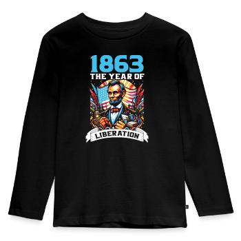 Emancipation Proclamation Black Pride Juneteenth - Kids' Premium Longsleeve Shirt - black - Front - AI Model Kid Male (0cm)