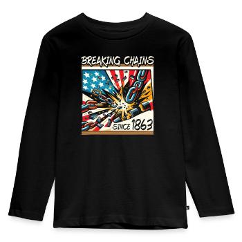 Emancipation Proclamation Black Pride Juneteenth - Kids' Premium Longsleeve Shirt - black - Front - AI Model Kid Male (0cm)
