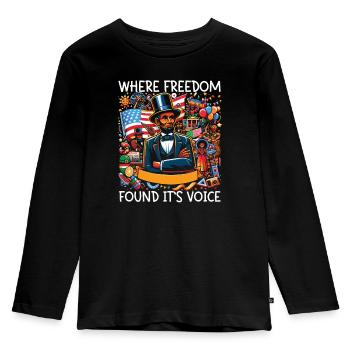 Emancipation Proclamation Black Pride Juneteenth - Kids' Premium Longsleeve Shirt - black - Front - AI Model Kid Male (0cm)