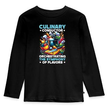 Culinary Arts Teacher Kitchen Cook Chef Cooking - Kids' Premium Longsleeve Shirt - black - Front - AI Model Kid Male (0cm)