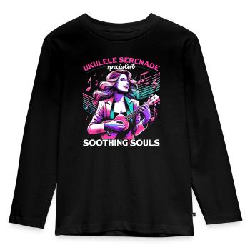 Ukelele Teacher Instrument Ukelele Player Uke - Kids' Premium Longsleeve Shirt - black - Front - AI Model Kid Male (0cm)