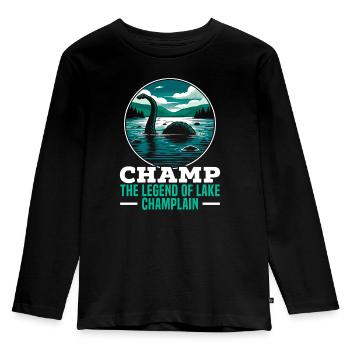 Champ Mythical Champy Cryptozoology Cryptid - Kids' Premium Longsleeve Shirt - black - Front - AI Model Kid Male (0cm)