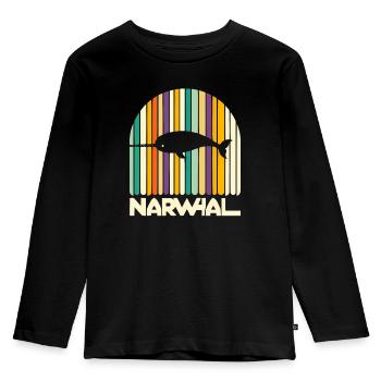 Narwal Liebhaber Einhorn Des Meerestieres Narwal - Kinder Premium Bio Langarmshirt - Schwarz - Vorne - AI Model Kid Male (0cm)