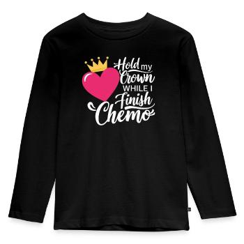 Brustkrebs-Bewusstseinsmonat Pink Ribbon Chemo - Kinder Premium Bio Langarmshirt - Schwarz - Vorne - AI Model Kid Male (0cm)