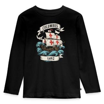 Columbus Day Christopher Columbus Italian American - Kids' Premium Longsleeve Shirt - black - Front - AI Model Kid Male (0cm)