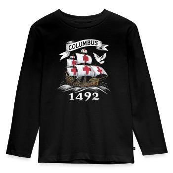 Columbus Day Christopher Columbus Italian American - Kids' Premium Longsleeve Shirt - black - Front - AI Model Kid Male (0cm)