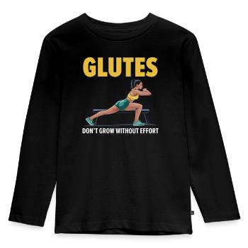 Bulgarische Kniebeuge Übung Fitness Workout Fitnessstudio - Kinder Premium Bio Langarmshirt - Schwarz - Vorne - AI Model Kid Male (0cm)