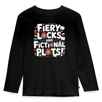 Rothaariger Bücherwurm Ingwer Haare Lesebücher - Kinder Premium Bio Langarmshirt - Schwarz - Vorne - AI Model Kid Male (0cm)