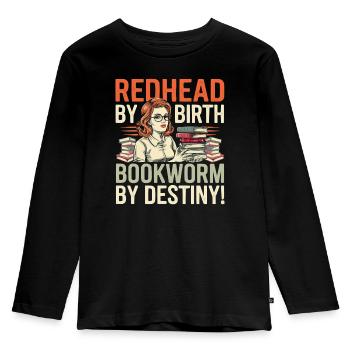 Rothaariger Bücherwurm Ingwer Haare Lesebücher - Kinder Premium Bio Langarmshirt - Schwarz - Vorne - AI Model Kid Male (0cm)