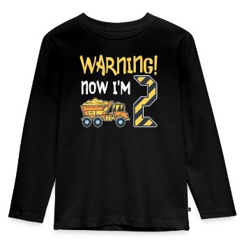 2. Geburtstag Junge 2 Jahre alt Kipper Baustelle - Kinder Premium Bio Langarmshirt - Schwarz - Vorne - AI Model Kid Male (0cm)