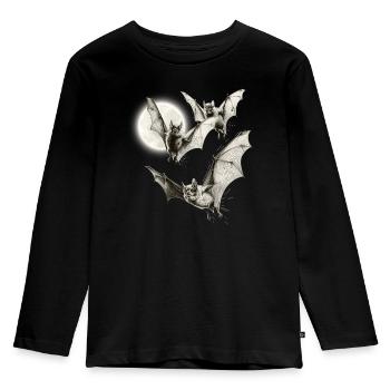 Retro Vampire Bat Shirt for Halloween Party - Kids' Premium Longsleeve Shirt - black - Front - AI Model Kid Male (0cm)