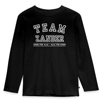 Team Zander Familie Nachname Einer für Alle - Kinder Premium Bio Langarmshirt - Schwarz - Vorne - AI Model Kid Male (0cm)