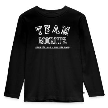 Team Moritz Familie Nachname Einer für Alle - Kinder Premium Bio Langarmshirt - Schwarz - Vorne - AI Model Kid Male (0cm)