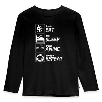 Eat Sleep Anime Repeat - Kinder Premium Bio Langarmshirt - Schwarz - Vorne - AI Model Kid Male (0cm)