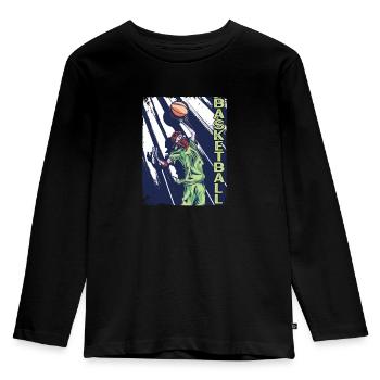 Ball Liebe Basketball Perfekter Teamplayer - Kinder Premium Bio Langarmshirt - Schwarz - Vorne - AI Model Kid Male (0cm)