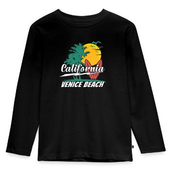 70er 80er In Der Kalifornischen Stadt Venice Beach - Kinder Premium Bio Langarmshirt - Schwarz - Vorne - AI Model Kid Male (0cm)