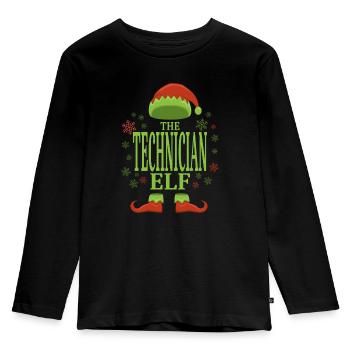 Technicien Elfe de Noël - T-shirt manches longues Premium Enfant - noir - Devant - AI Model Kid Male (0cm)